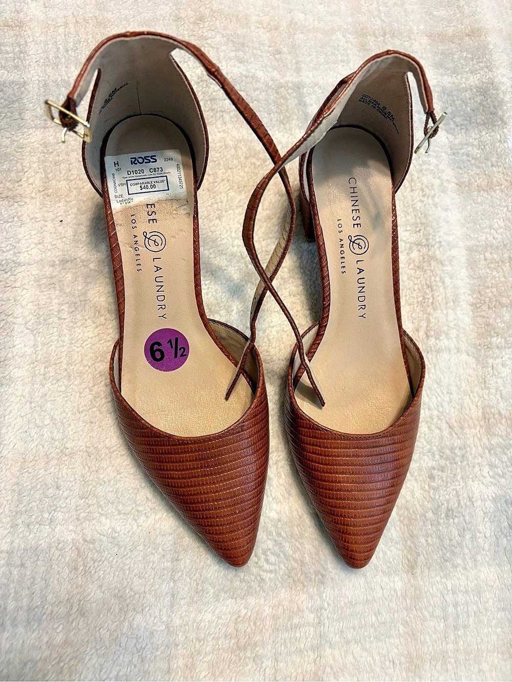Chinese Laundry Pointed-Toe Ankle Strap Heels in Brown US 6.5N